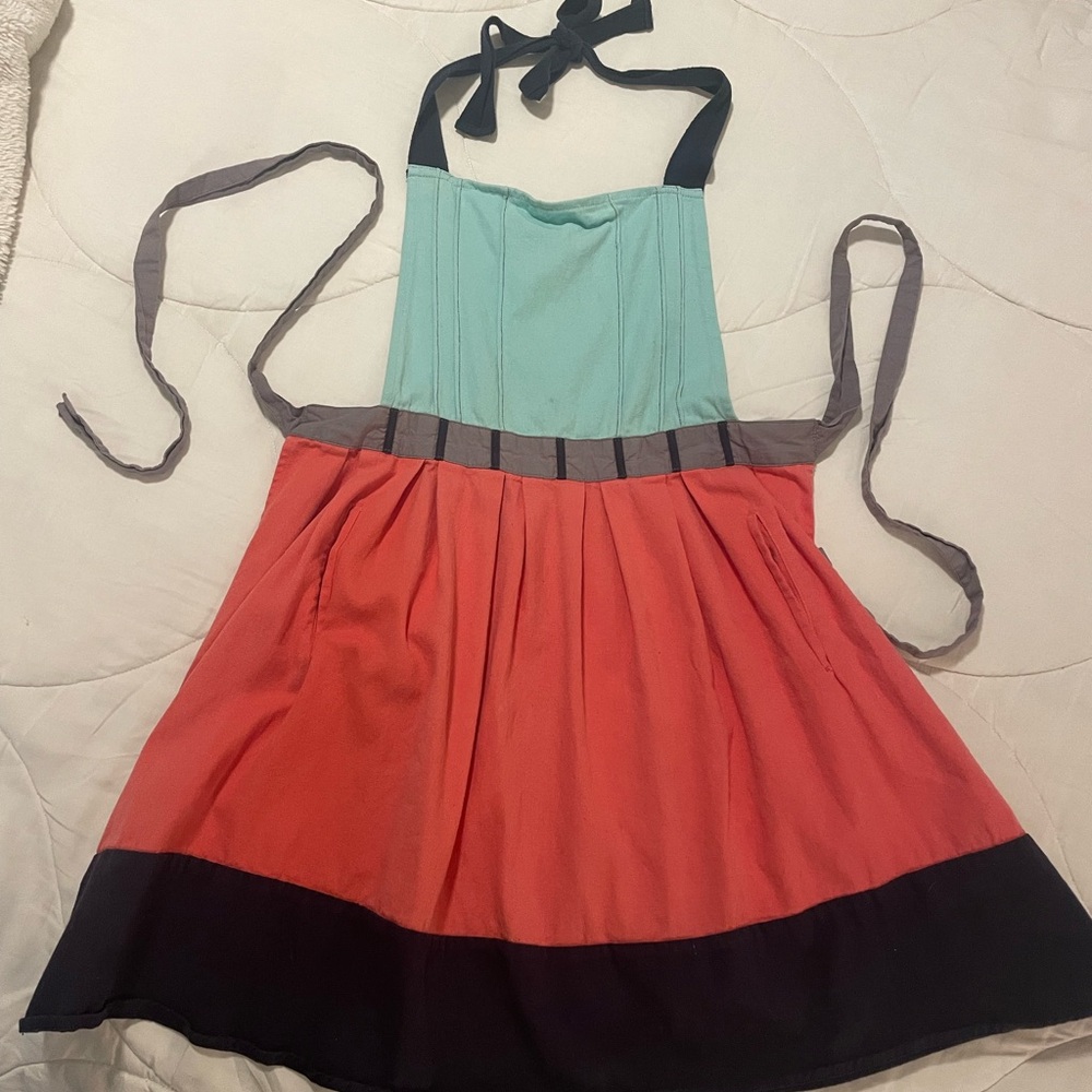 Anthropologie Teal and Coral Apron